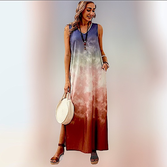 TIE DYE SLEEVELESS MAXI DRESS - Picture 6 of 6